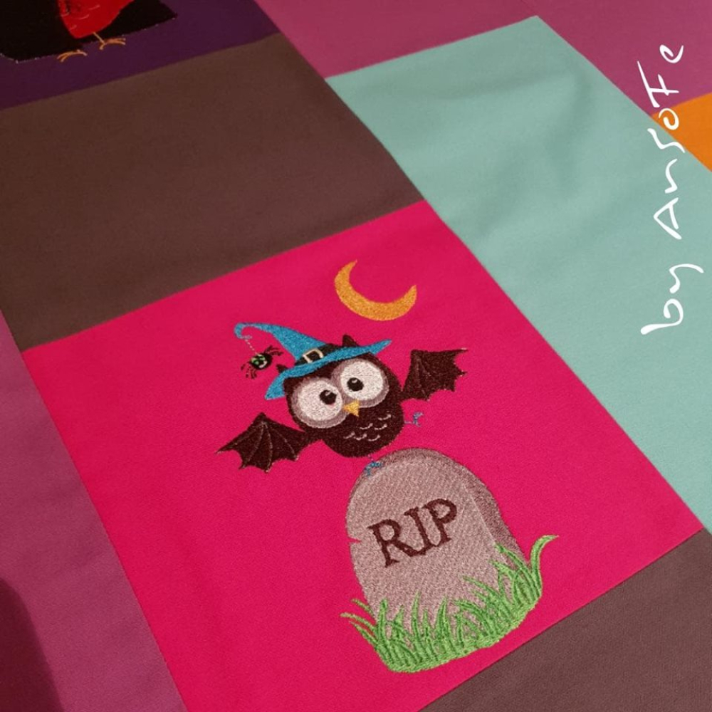 Eule auf Grabstein - Halloweeneule 13x18