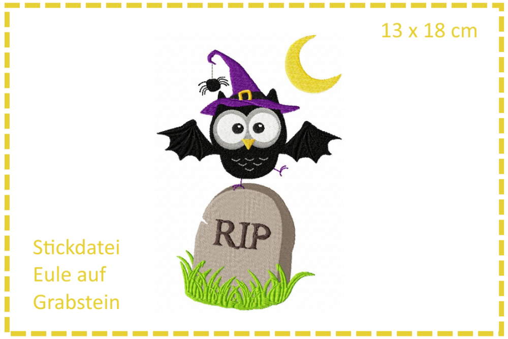 Eule auf Grabstein - Halloweeneule 13x18