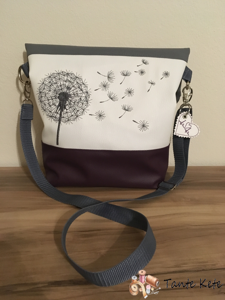 Umhängetasche "FoldOver" mit Stickerei Pusteblume