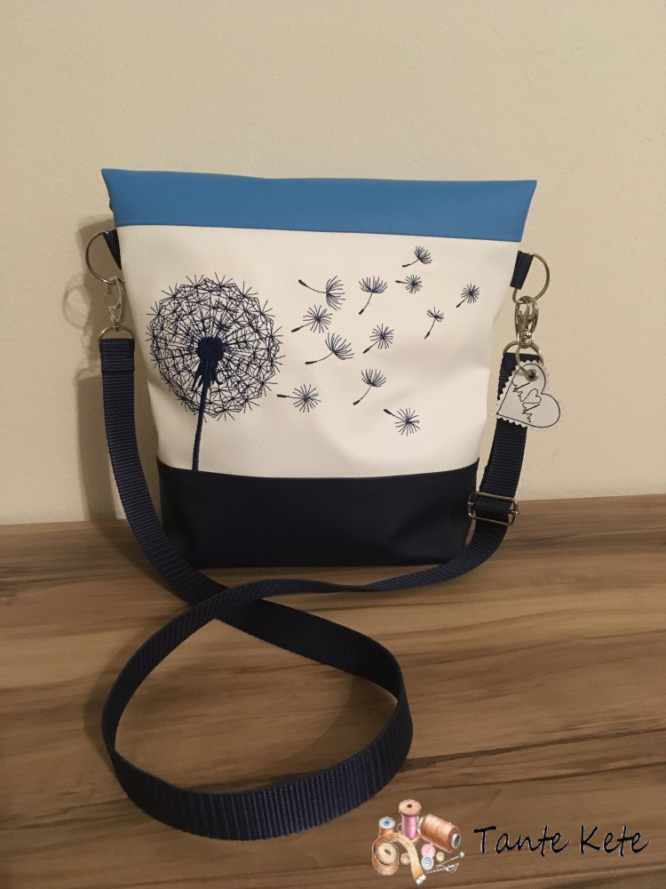 Umhängetasche "FoldOver" mit Stickerei Pusteblume