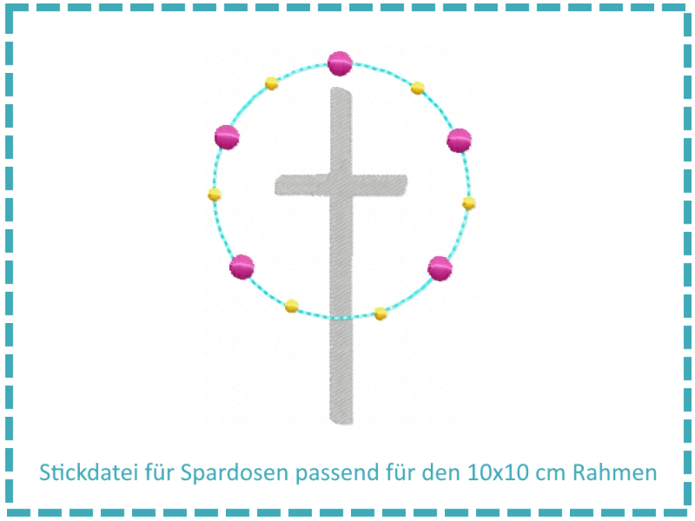 Stickdatei für Spardosen Kreuz 7 10x10