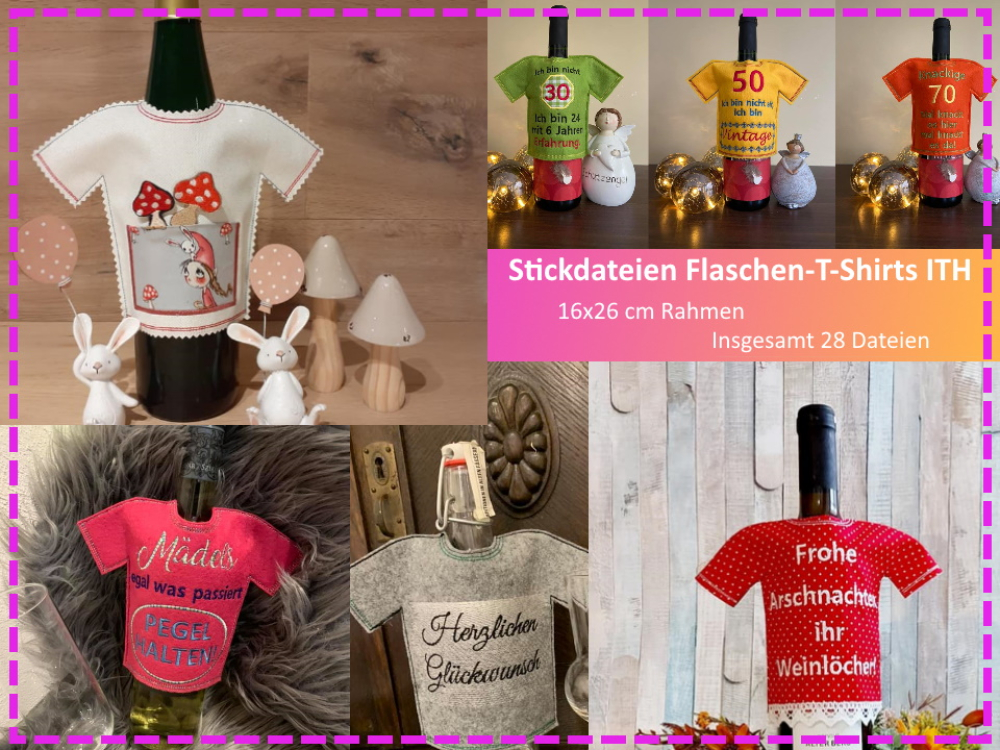 Stickdateien Flaschen-T-Shirt ITH