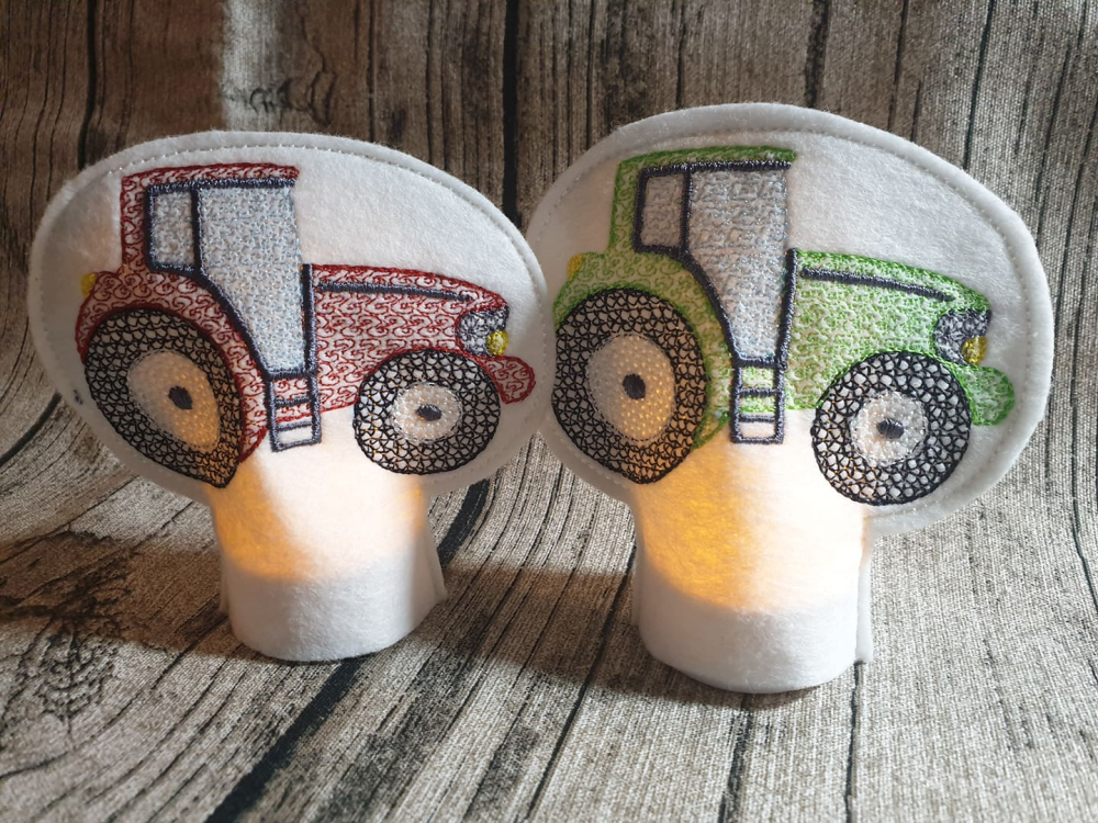 Teelichtcover Traktor ITH 10x10