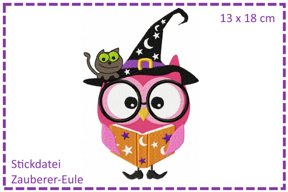 Zauberer-Eule - Halloweeneule 13x18
